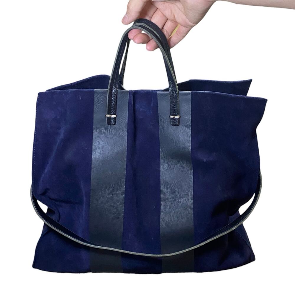 Clare V. Simple Racing Stripe Suede Tote